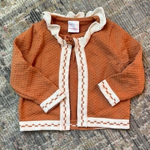 Hanna Andersson Orange and Cream Kids Sweater